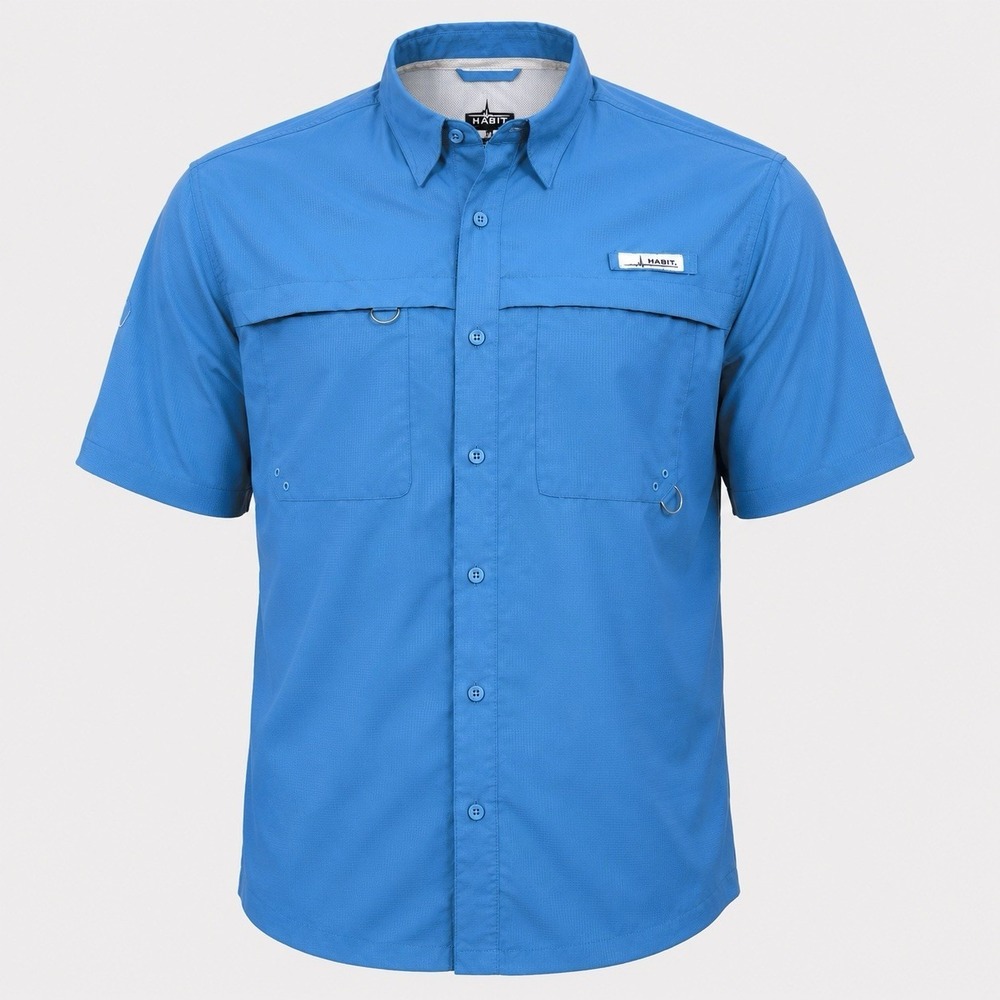Habitat Fishing SHIRT MENS LARGE  LONG SLEEVE BLUE PERFORMANCE